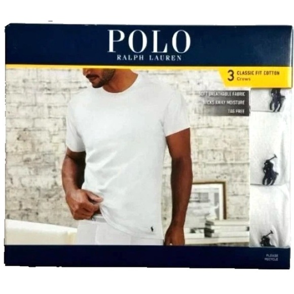 NIB. Polo by Ralph Lauren Classic White 3pk Cotton T-Shirt - Picture 1 of 6